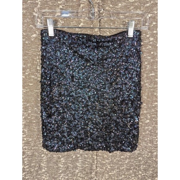 Free People Sequin Black/Navy Mini Skirt Women's Size 2 - Picture 4 of 10